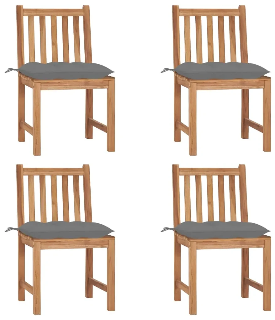 vidaXL Tuinstoelen 4 st met kussens massief teakhout