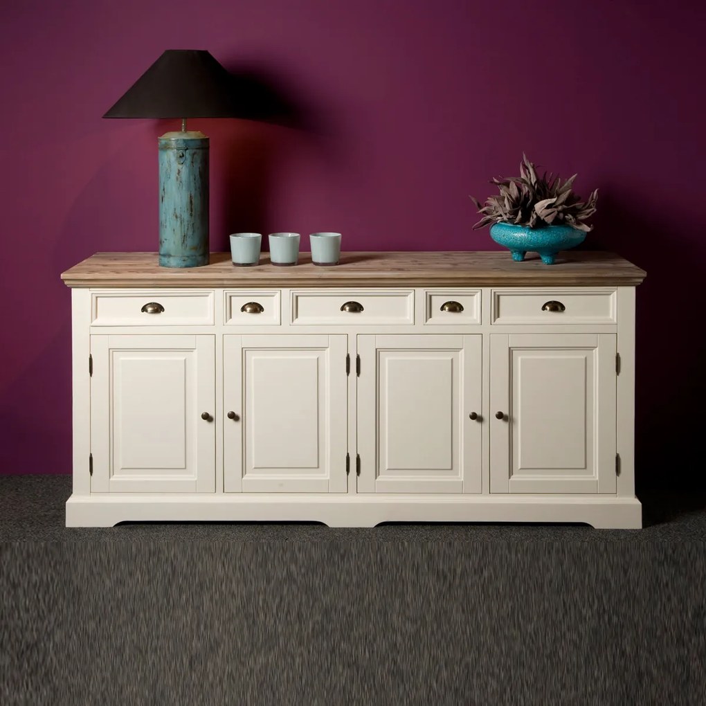 Landelijk Dressoir Wit 200 Cm - 200x50x90cm.