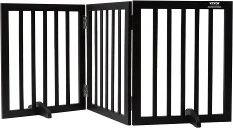 VEVOR vrijstaande hondenpoort, huisdierpoort, 508 x 610 mm deurbeveiliging, 3-delige opvouwbare hondenpoort voor brede en smalle doorgangen, uitvouwbare opvouwbare hondenbarrière, bruine trappoort
