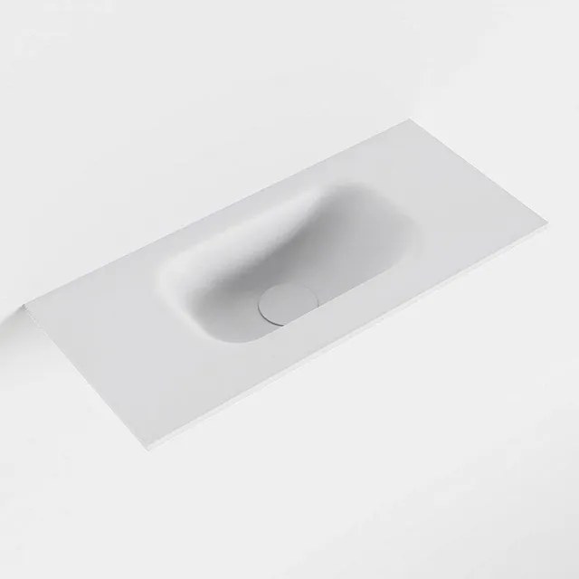 Mondiaz EDEN Wastafel - 51x23cm - zonder kraangat - solid surface - midden - talc F501041Talc