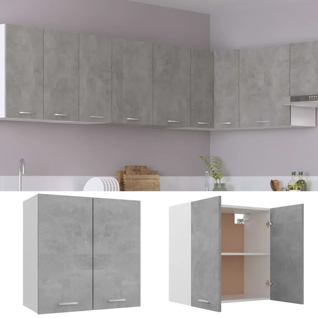 vidaXL Hangkast 60x31x60 cm bewerkt hout betongrijs