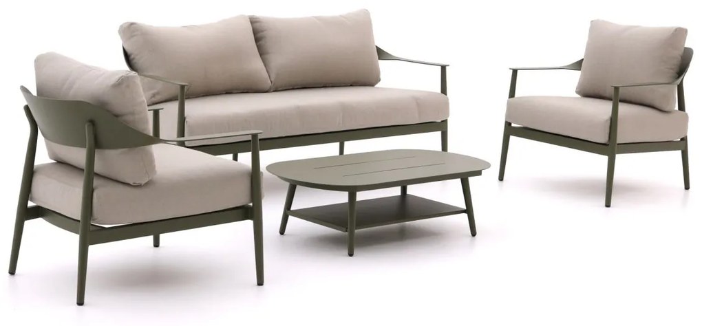 + 15% kassakorting | Stoel-bank loungeset Bellagio  | 4 personen | Loungeset Groen | Aluminium | Kees Smit Tuinmeubelen
