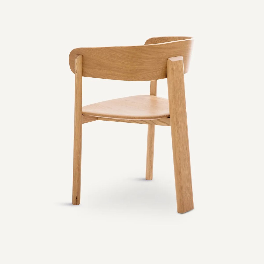 Tafelfauteuil, 3 poten, massief eiken, Marais, ontwerp Emmanuel Gallina