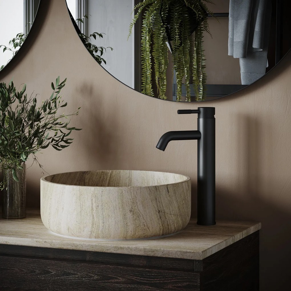 Saniclear Plus Curved hoge wastafelkraan zwart mat