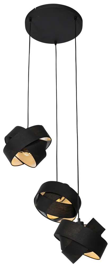 Moderne hanglamp zwart 3-lichts - Cloth