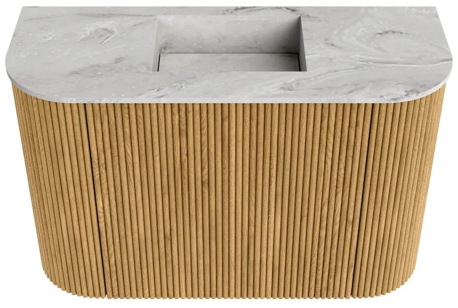 Mondiaz Joya DLux 65cm toiletmeubel ronding links/rechts oak met wastafel faye midden zonder kraangat glace
