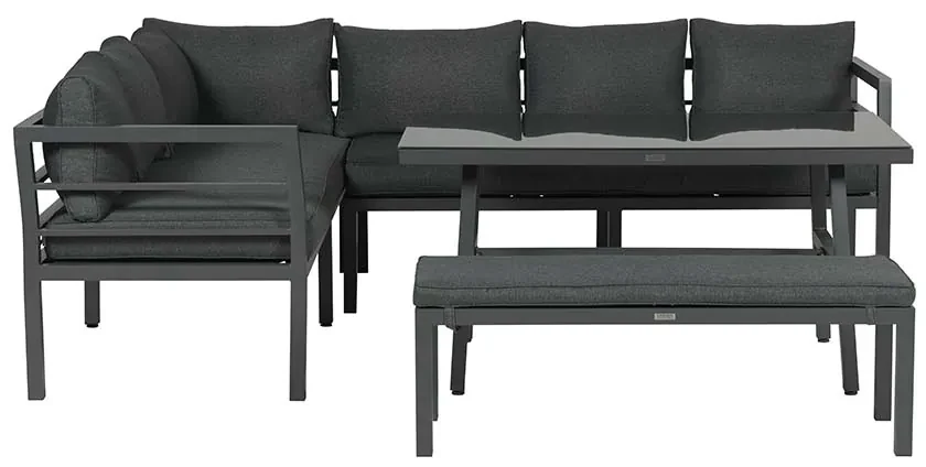 Bari lounge diningset - 4 delig - donker grijs