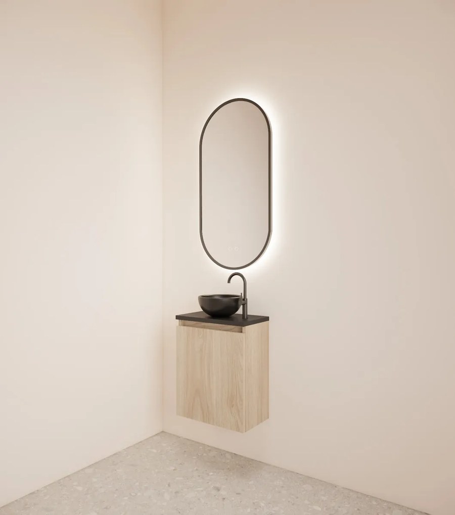 Gliss Design Echo toiletmeubel 40cm kastanje met toppaneel zwart mat
