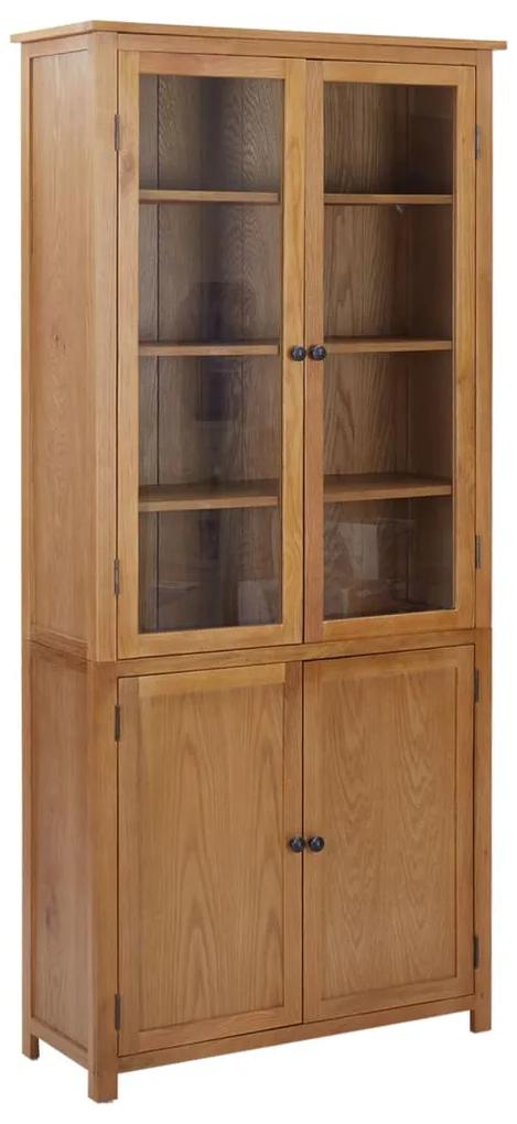 vidaXL Boekenkast met 4 deuren 90x35x200 cm massief eikenhout en glas