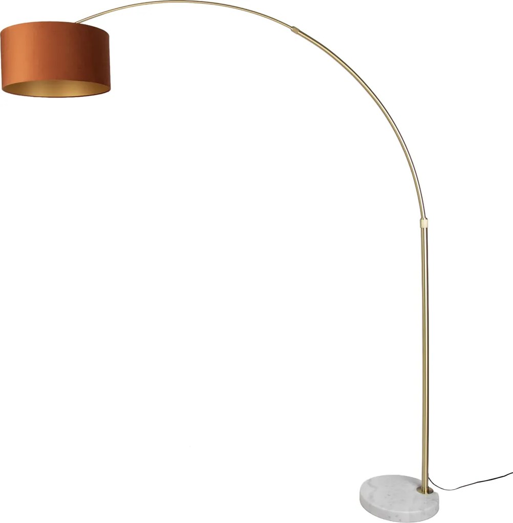 Vloerlamp staal met oranje kap met gouden binnenkant 50cm - XXL