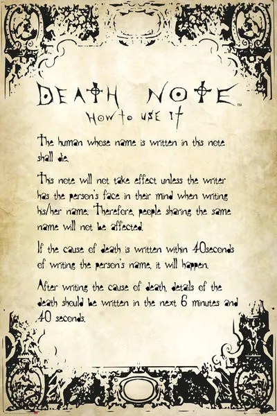 Poster Death Note - Rules