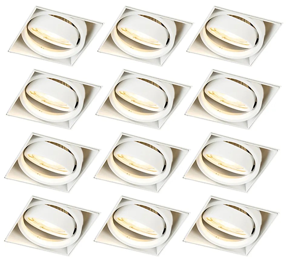 Set van 12 inbouwspot wit GU10 kantelbaar trimless - Oneon