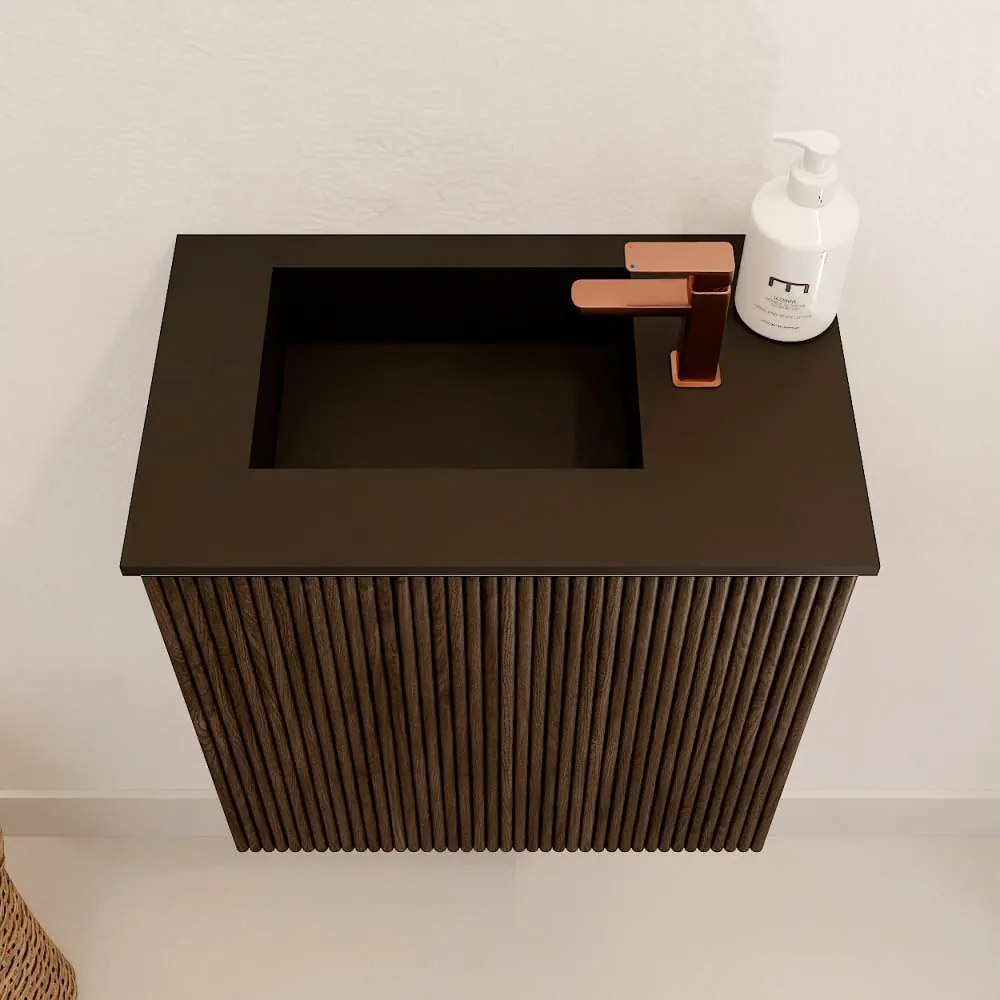 Mondiaz Joya 40cm toiletmeubel walnut met wastafel faye links 1 kraangat urban