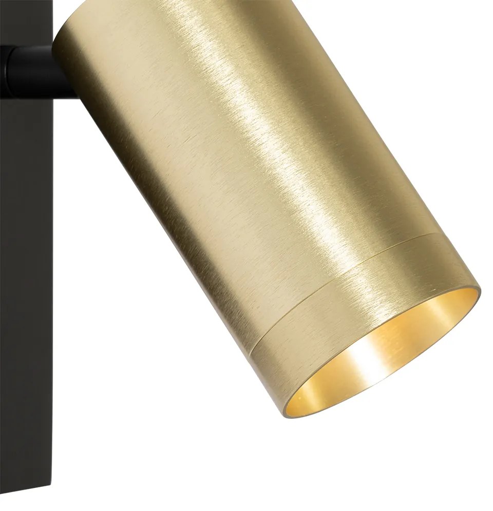 Wandlamp zwart met goud verstelbaar met schakelaar - Jeana Luxe Modern GU10 Binnenverlichting Lamp