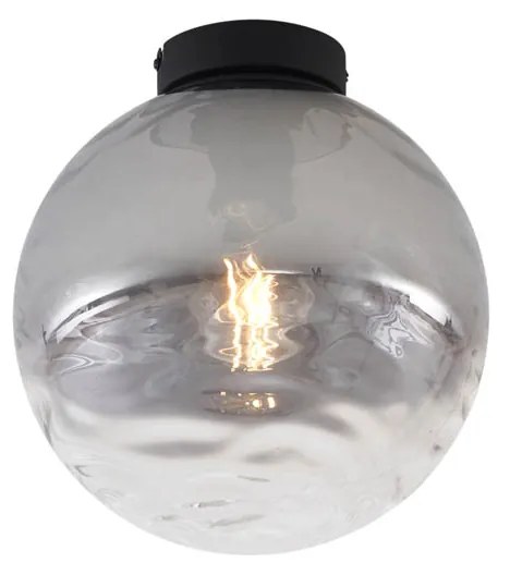 Design plafondlamp zwart met smoke fading glas - Pillon