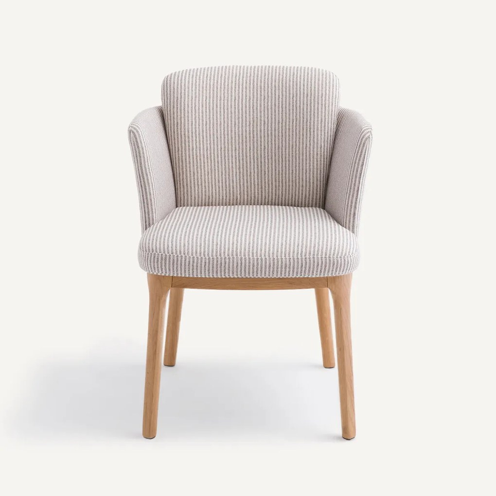 Tafelstoel met eiken poten en stof Jabote