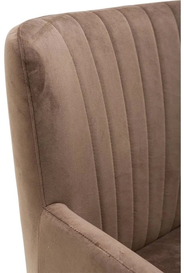 Goossens Eetkamerstoel Rob bruin velvet stof met armleuning, urban industrieel