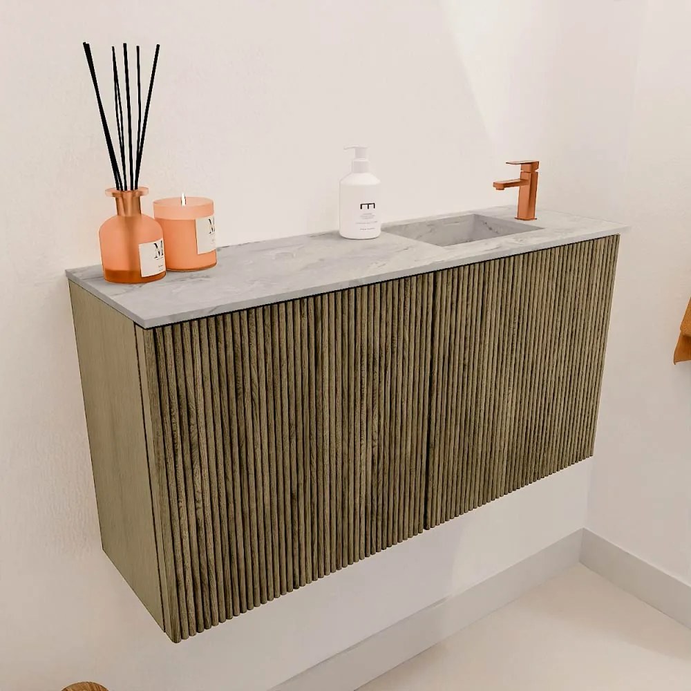 Mondiaz Joya DLux 80cm toiletmeubel dusk met wastafel faye rechts 1 kraangat glace
