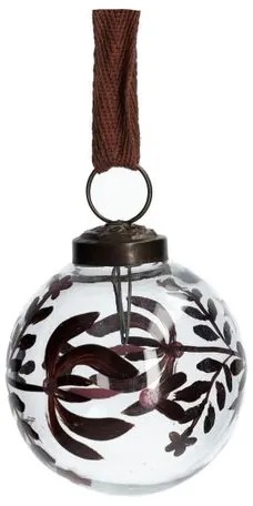 Kerstbal, beschilderd, glas, roze bloemen,Ø 7 cm