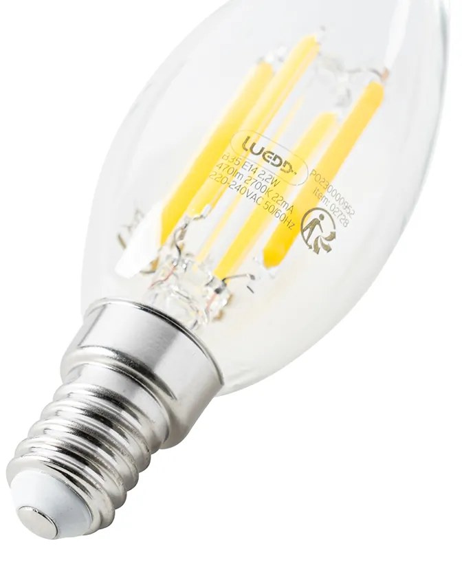 Set van 5 E14 LED lamp B35 helder 2,2W 470 lm 2700K