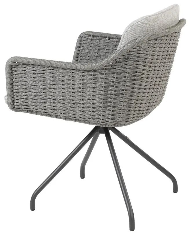 4 Seasons Outdoor Focus dining set silvergrey met Minerva tafel HPL blad dark grey 220 cm Tuinset antraciet weerbestendig