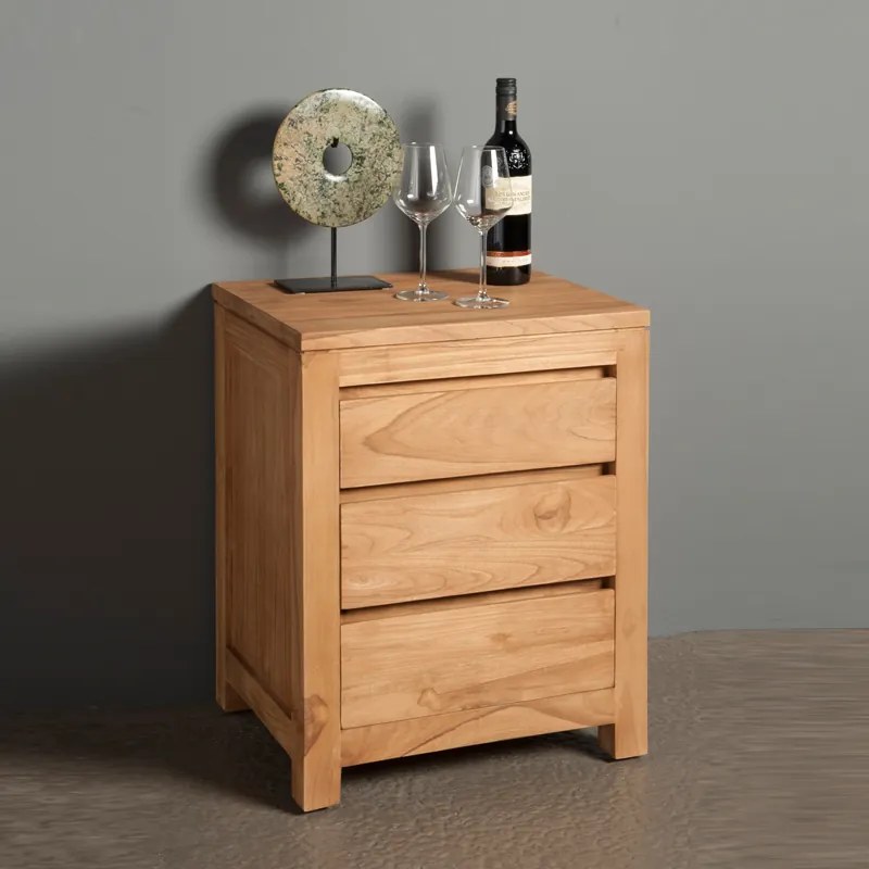 Nachtkastje Teakhout 3 Lades - 50x40x63cm.