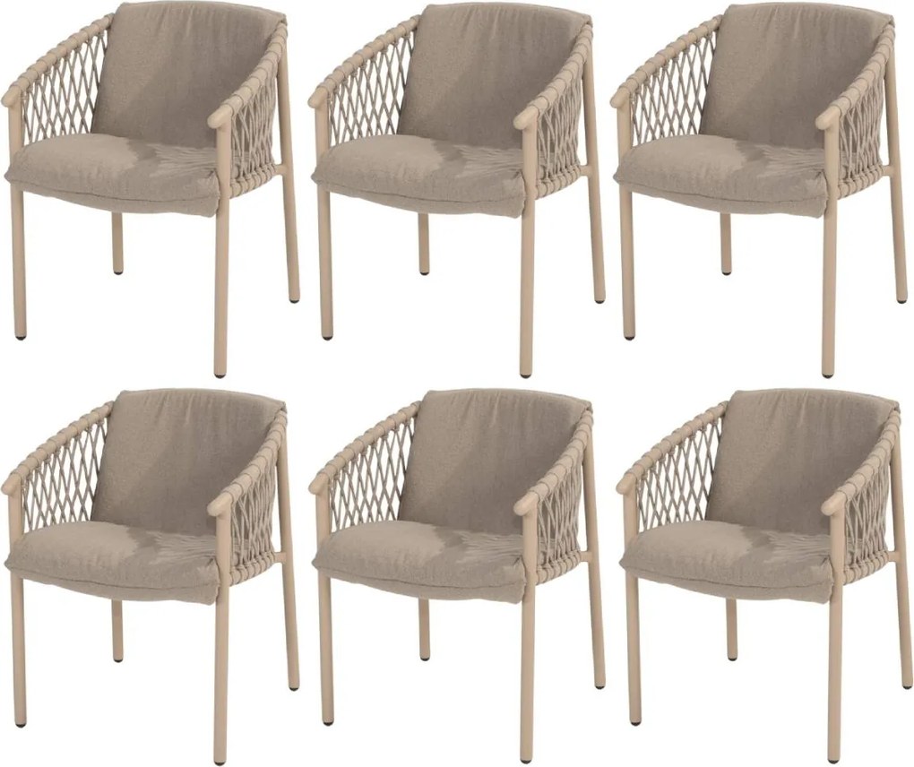 Allora dining tuinstoel latte 4 Seasons Outdoor set van 6