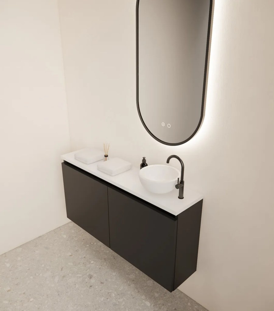 Gliss Design Echo toiletmeubel 100cm zwart mat met toppaneel wit mat