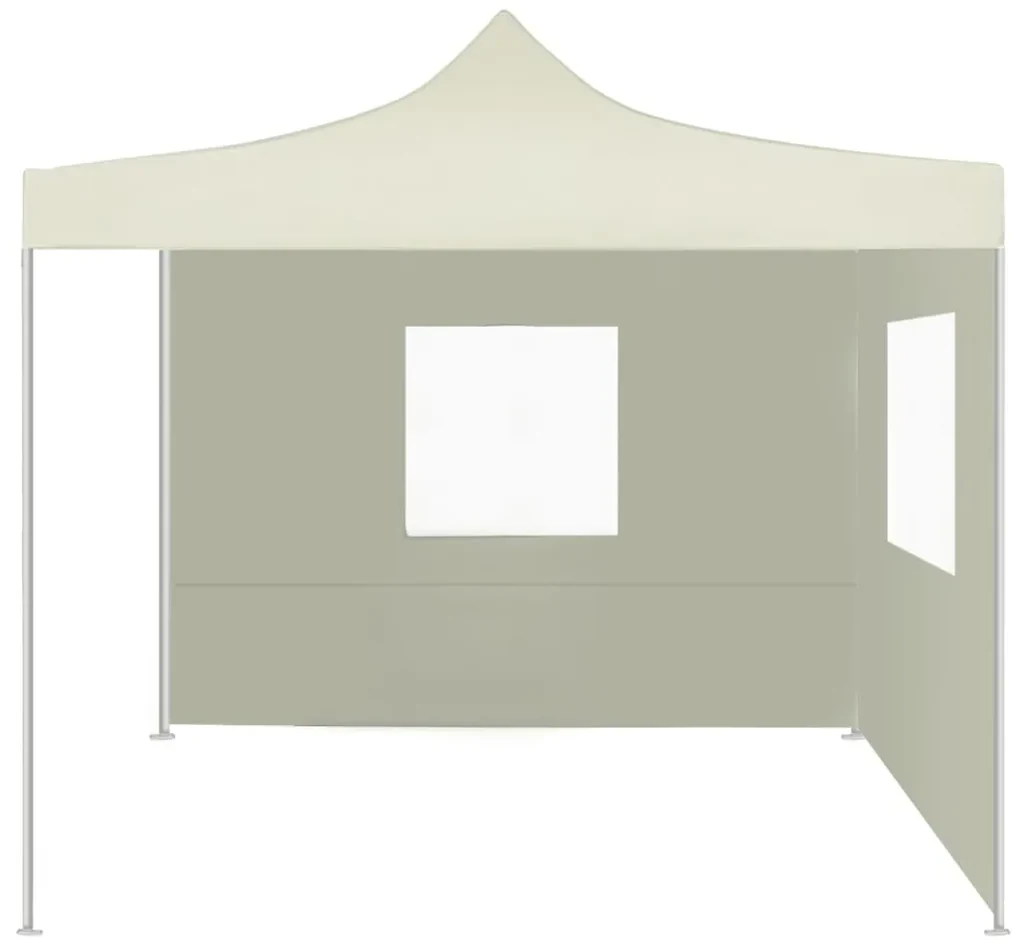 vidaXL Partytent met 2 zijwanden inklapbaar 2x2 m staal crème