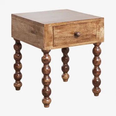 Pack Van 2 Rechthoekige Nachtkastjes 45x50 Cm Van Mangohout Tessaia Donker Handvat Hout - Sklum