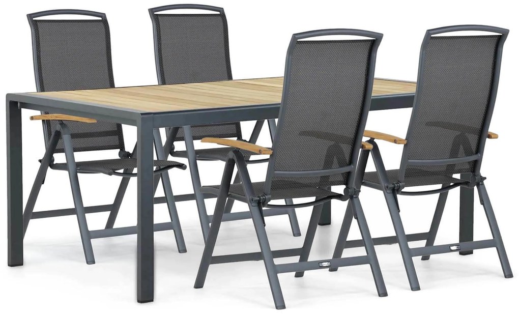 Tuinset 4 personen 180 cm Aluminium/textileen Grijs Lifestyle Garden Furniture Rosello/Valence