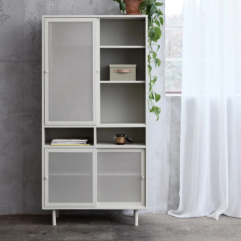 Hoge Kast Van Metaal Greige - 90x40x180cm.