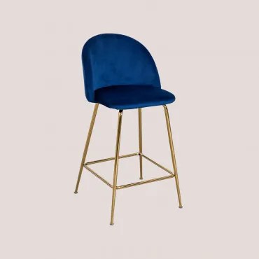 Set Van 2 Hoge Krukken In Fluweel Kana Design Blauw & ↑65 Cm & Goud - Sklum