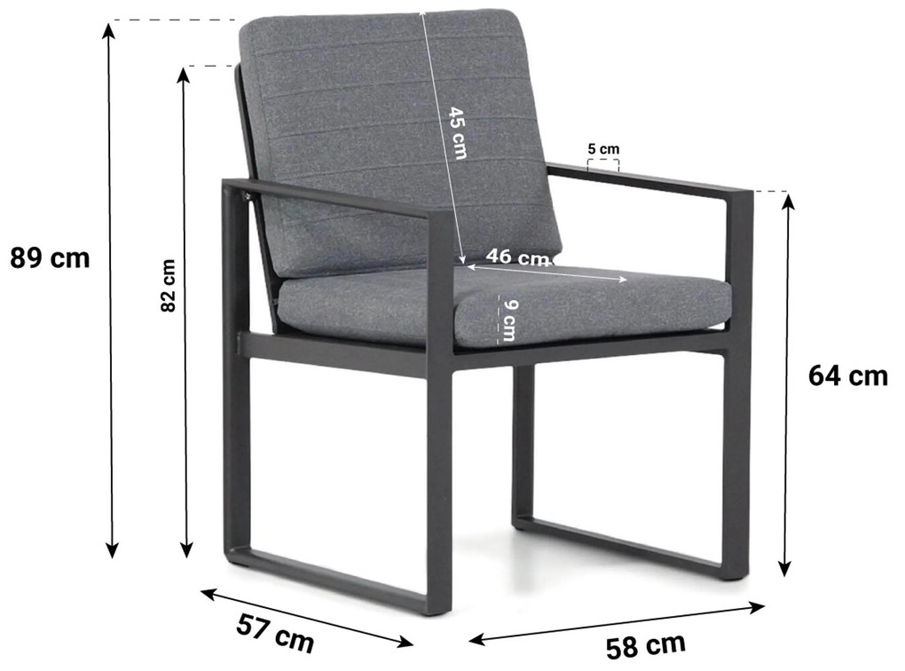 Tuinset Ronde Tuintafel 6 personen 160 cm Aluminium Grijs  Santika Furniture Santika