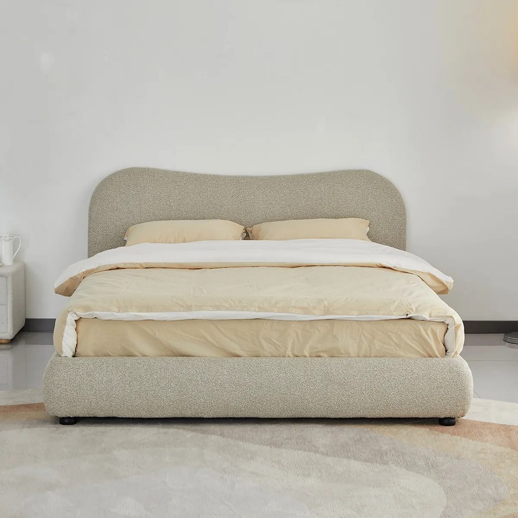 Bedframe Beige Stof Met Organisch Hoofdbord 160x200 Cm