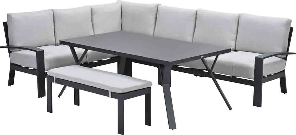 Garden Impressions Camilo lounge dining set 6-delig links – donker grijs - Valley sand