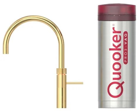 Quooker Fusion Round kokendwaterkraan - draaibare uitloop - PRO3 reservoir - Warm / kokend water - Verguld Glans (Goud) 3FRGLD