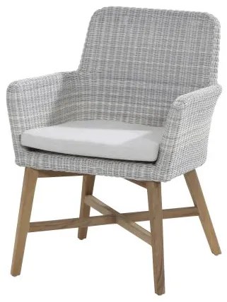 4 Seasons Outdoor Lisboa diningset met Louvre tafel Ø 160 cm Tuinset houtkleur weerbestendig