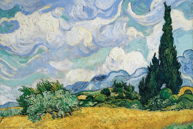 Poster Wheatfield with Cypresses, 1889, Vincent van Gogh