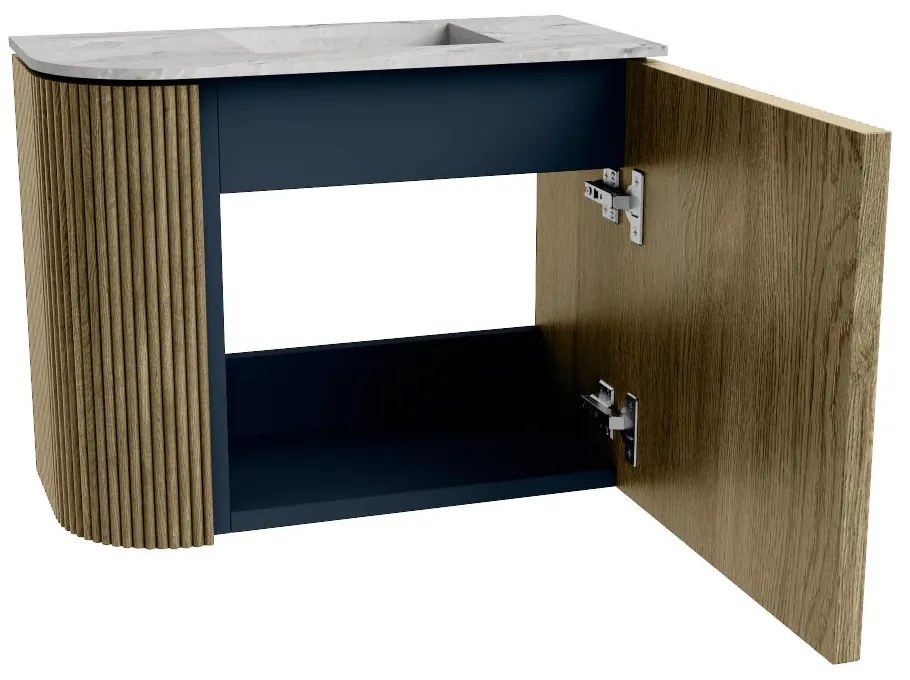Mondiaz Joya DLux 50cm toiletmeubel ronding links dusk met wastafel faye rechts 1 kraangat glace