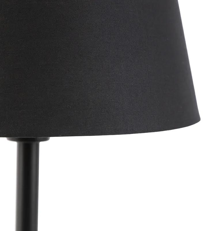 Stoffen Klassieke tafellamp zwart met zwarte kap 32 cm - Simplo Klassiek / Antiek E27 rond Binnenverlichting Lamp