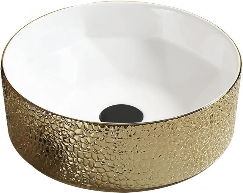 Mexen Clarisa opzetwastafel 41 x 41 cm, wit/goud - 22074153