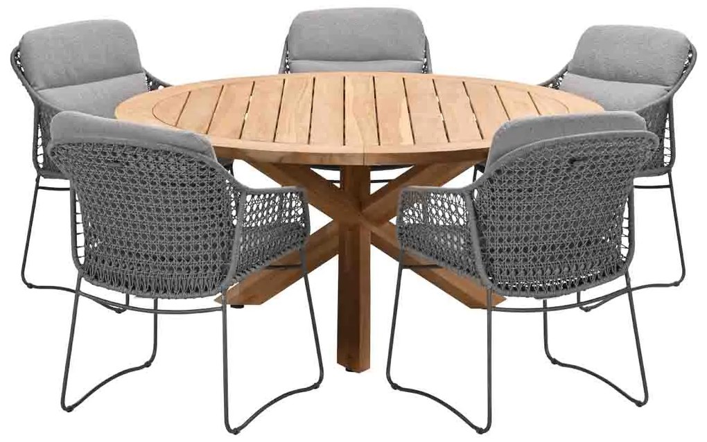 4 Seasons Moretti tuinset 6-delig - Prado tuintafel Ø160 cm