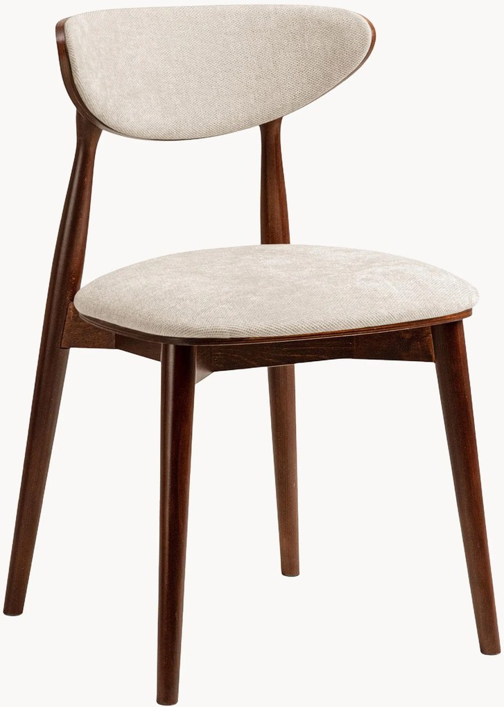 Chenille & beukenhouten stoelen Rina, 2 stuks