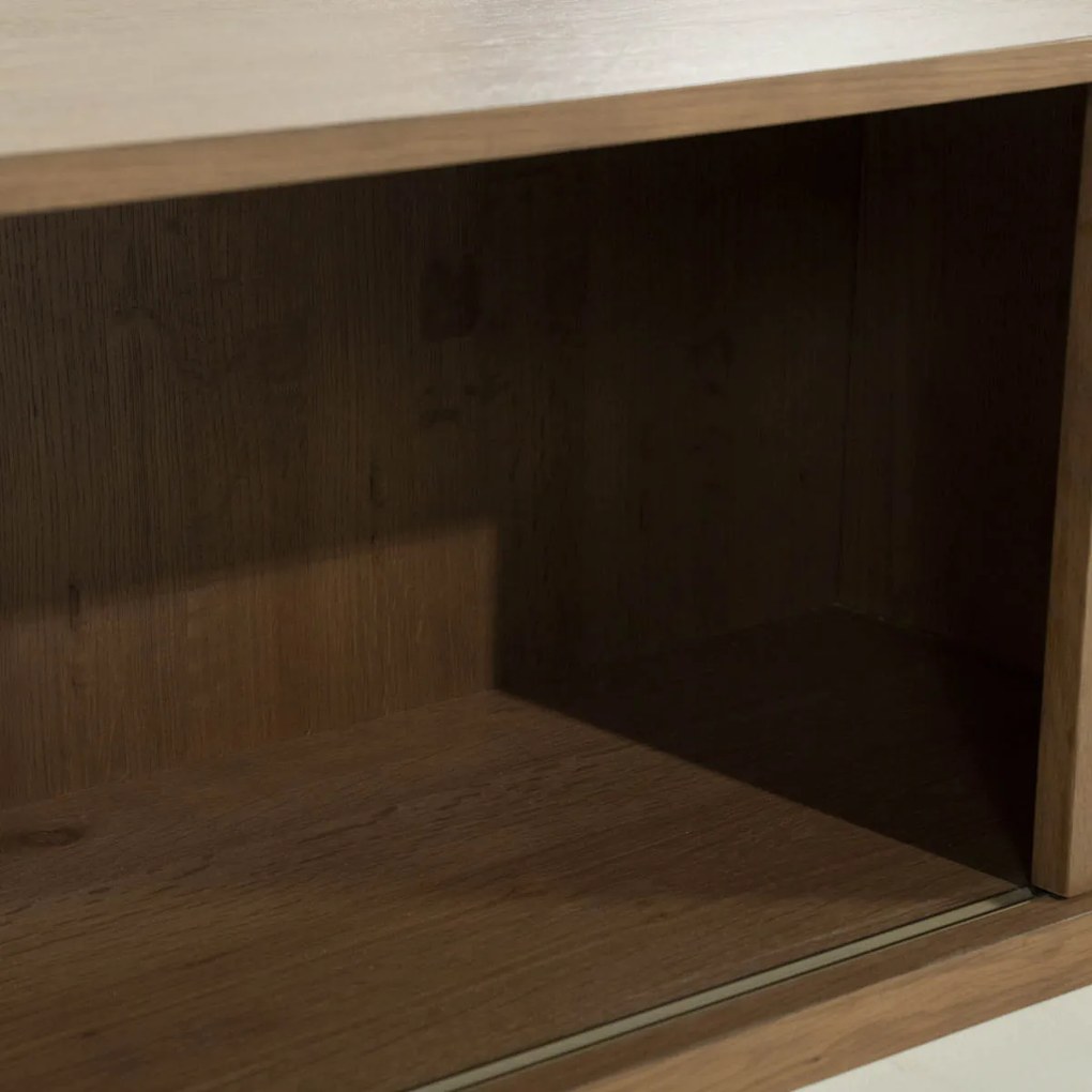 Eleonora Milo Eiken Tv-meubel Met Schuifdeuren 240 Cm Bruin - 240x42x43cm.