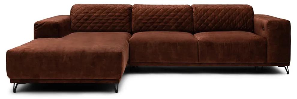 Rivièra Maison - Marciana Electric Sofa with Chaise Longue Left, velvet I, chestnut - Kleur: bruin