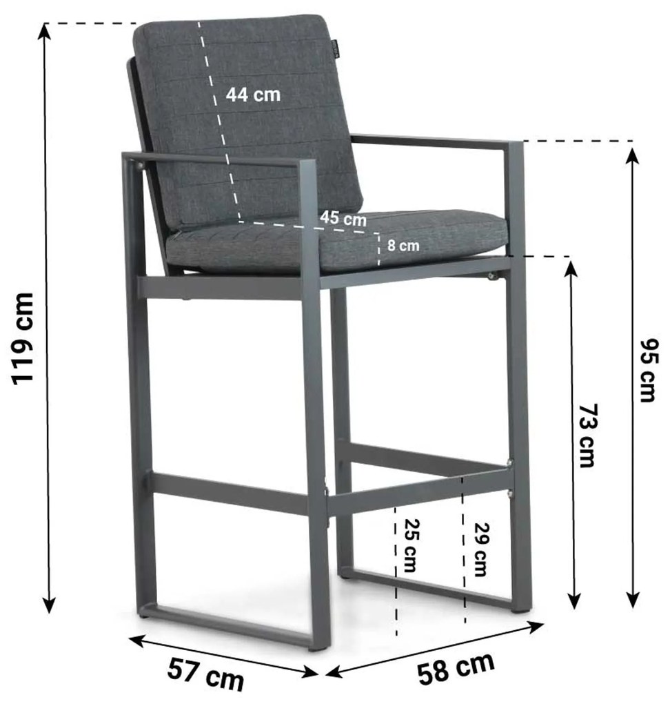 Barstoel Aluminium Grijs-antraciet Lifestyle Garden Furniture Nuno