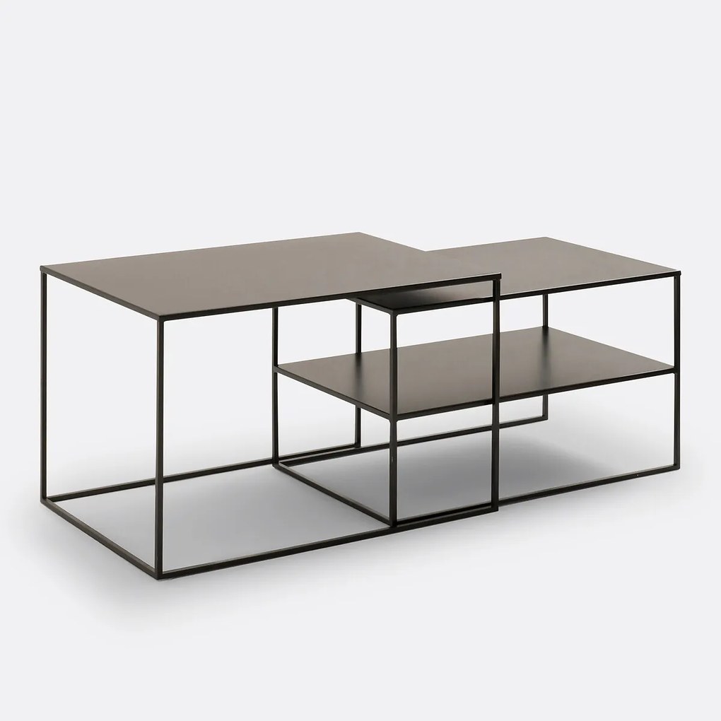 Set van 2 nesting salontafels in staal, Miva