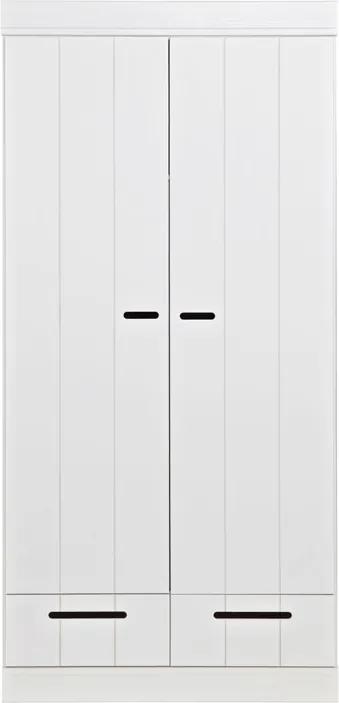 Woood Connect Witte Kledingkast 2-deurs Met Lades Standaard - 94x53x195cm.