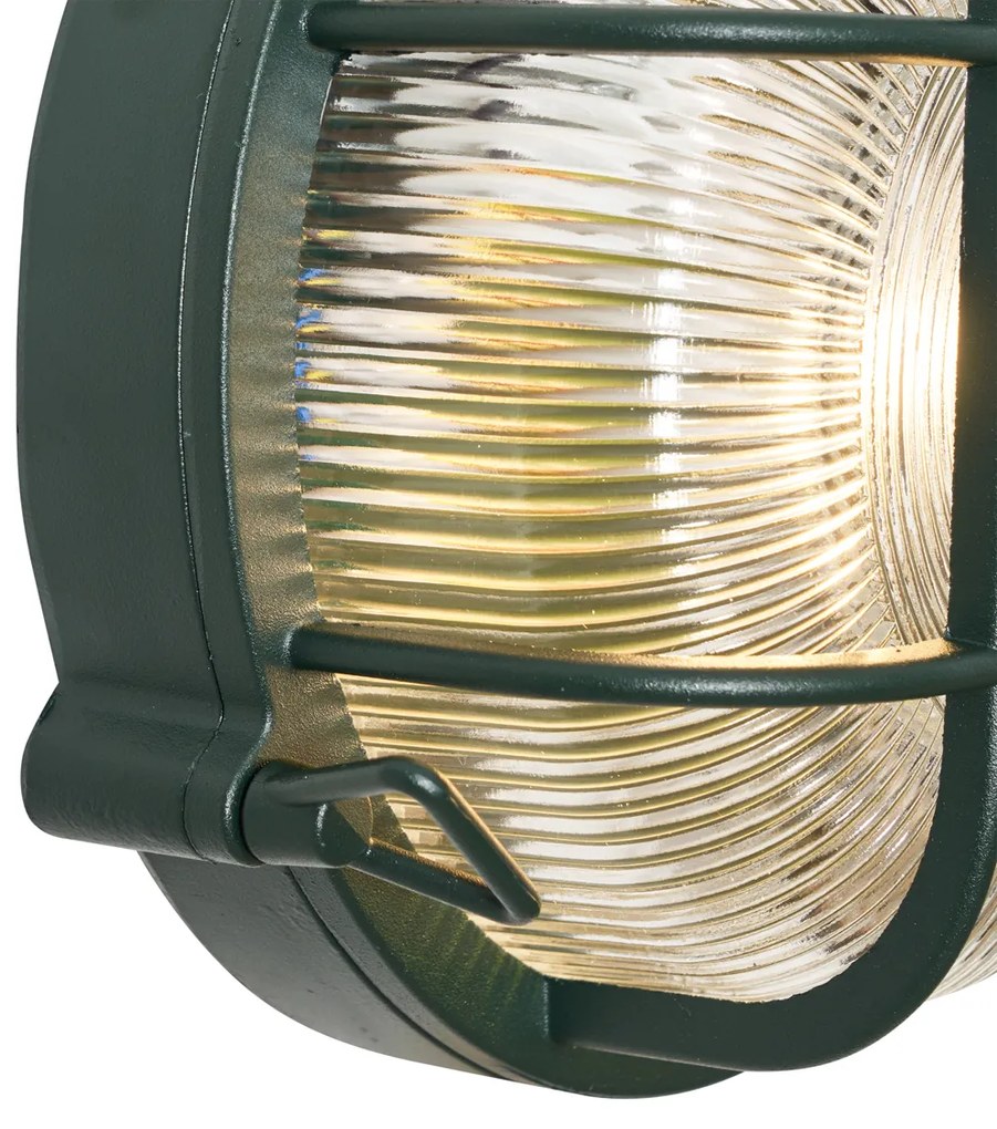 Buiten wand- en plafondlamp donker groen rond IP44 - Noutica